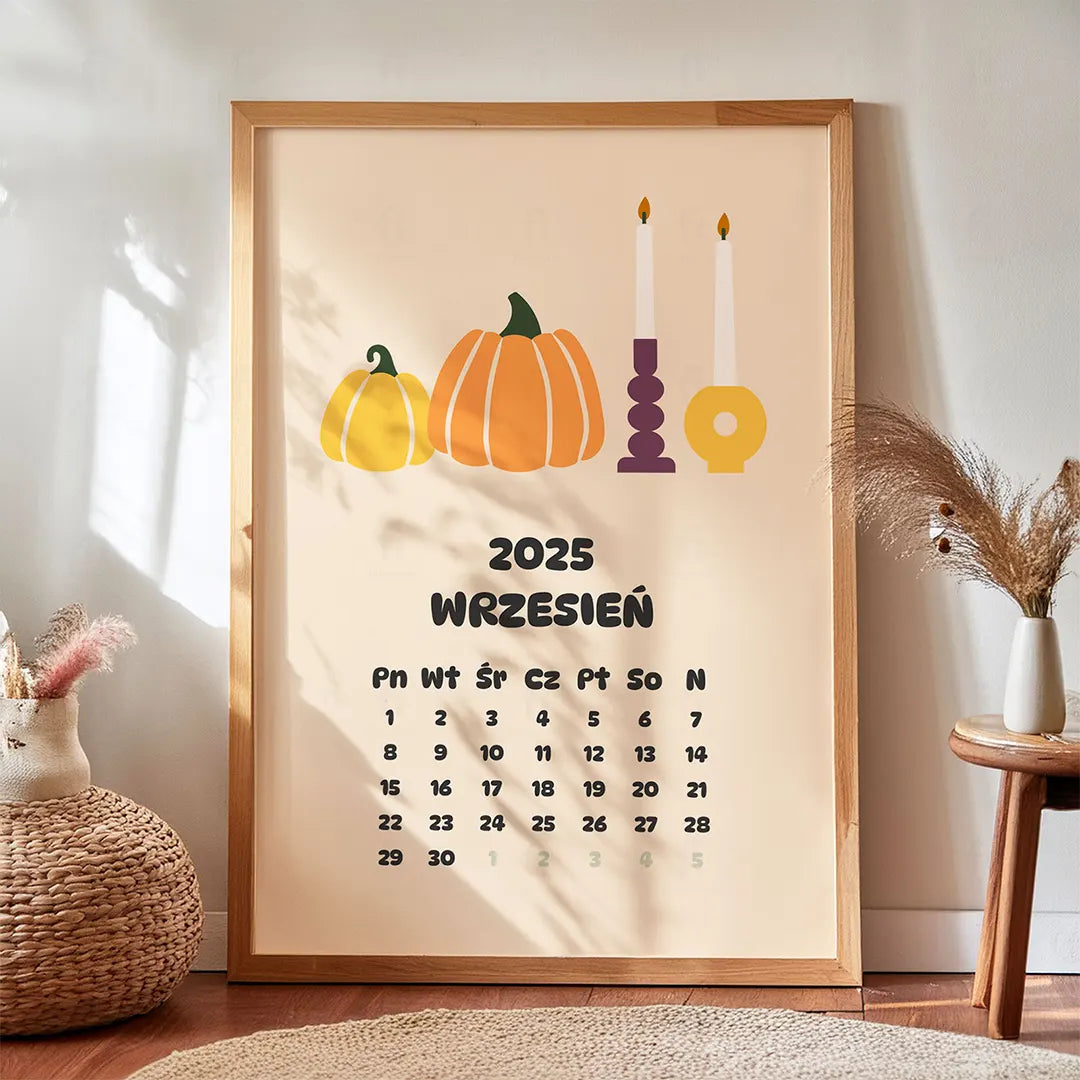 Plakat z kalendarzem na wrzesień 2025 roku