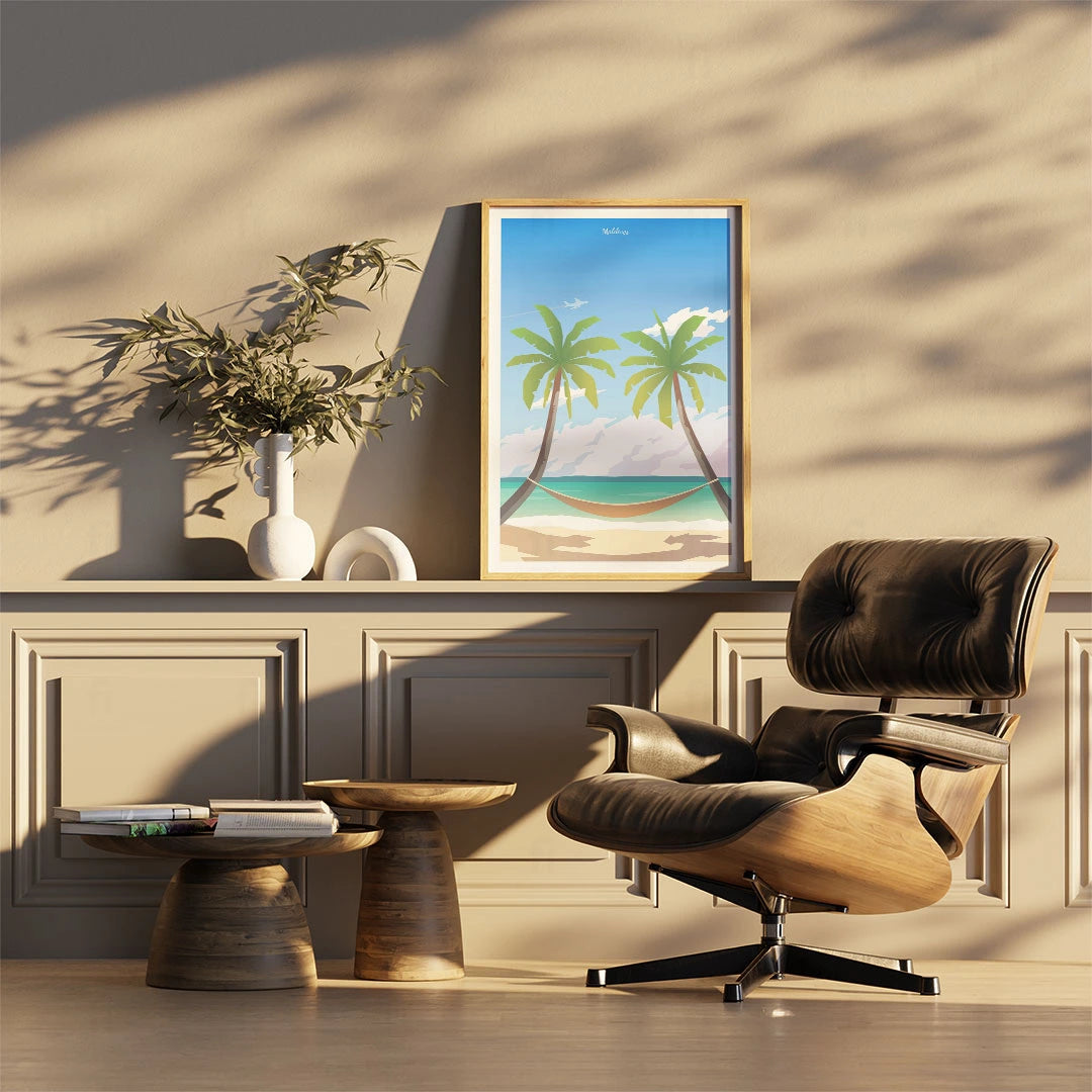 Plakat "Malediwy" - Grafika z Rajską Plażą