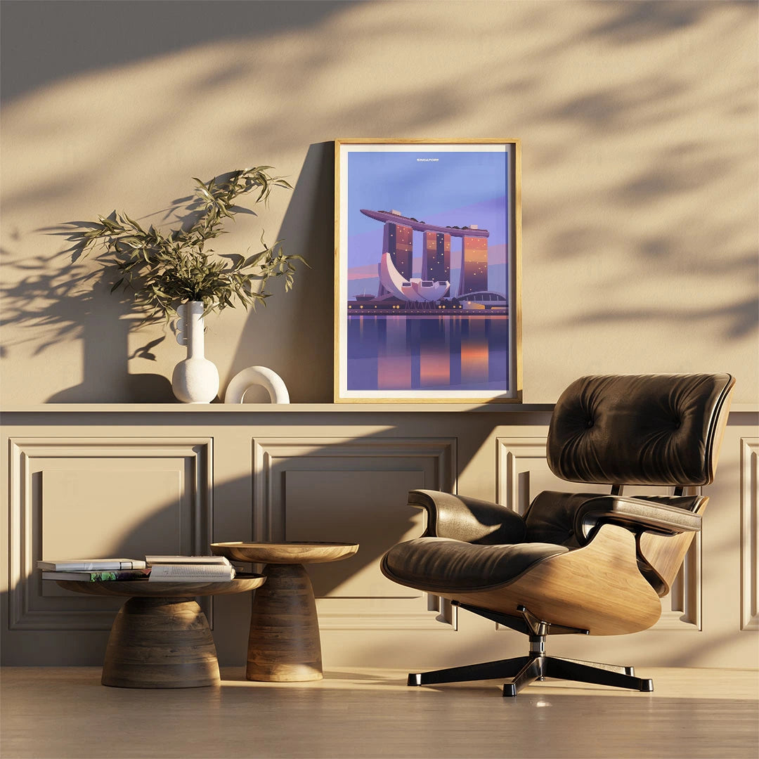 Plakat "Singapur" - Futurystyczna Grafika z Azji