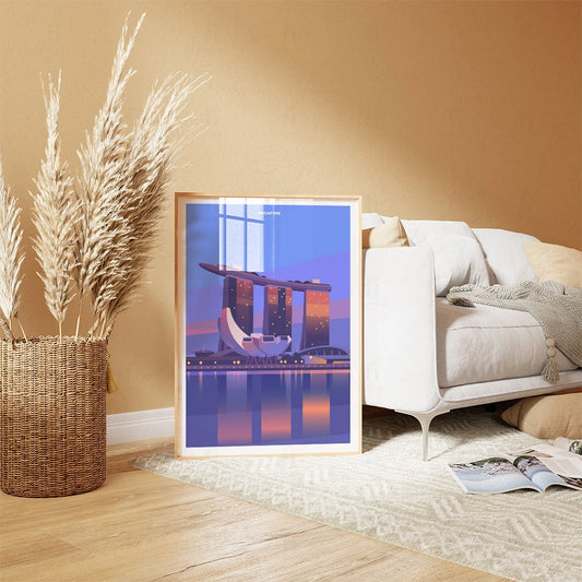 Plakat "Singapur" - Futurystyczna Grafika z Azji