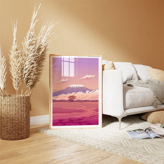 Plakat "Kilimandżaro, Tanzania" - Grafika z Afrykańską Przygodą