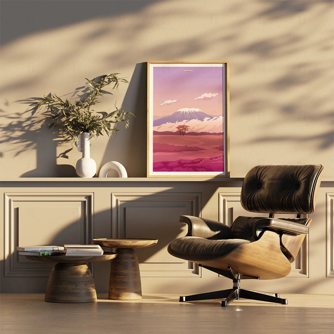 Plakat "Kilimandżaro, Tanzania" - Grafika z Afrykańską Przygodą