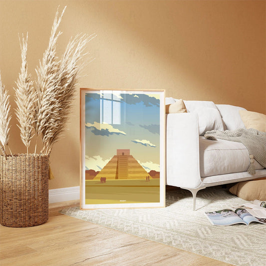 Plakat "Chichen Itza, Meksyk" - Grafika z Piramidą Majów