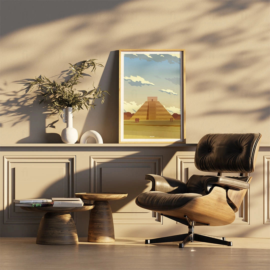 Plakat "Chichen Itza, Meksyk" - Grafika z Piramidą Majów