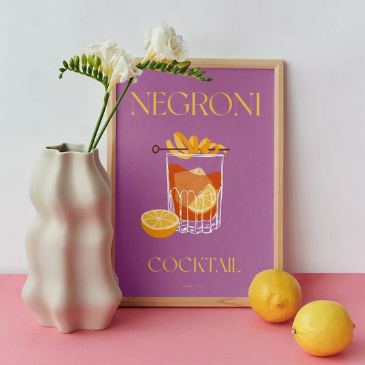 Plakat "Negroni" - Grafika z Klasycznym Włoskim Koktajlem