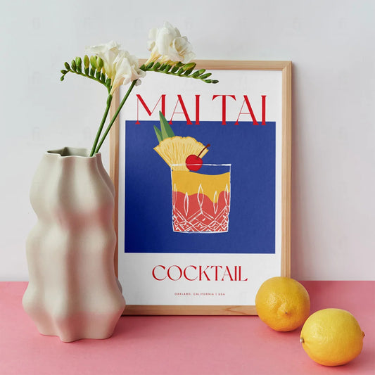Plakat "Mai Tai" - Tropikalna Grafika z Koktajlem
