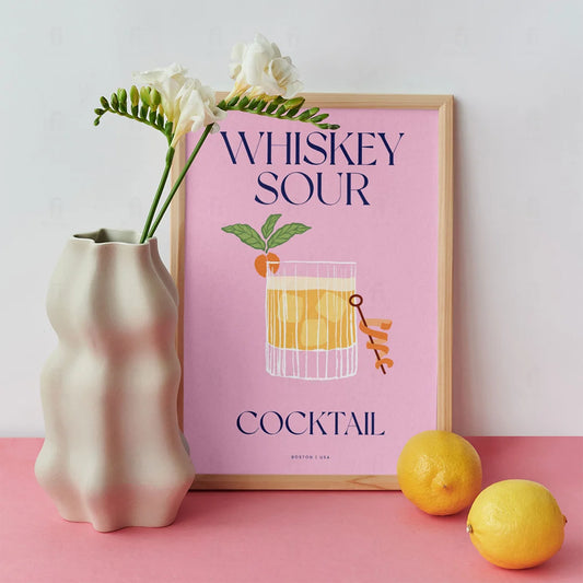 Plakat "Whiskey Sour" - Elegancka Grafika z Koktajlem