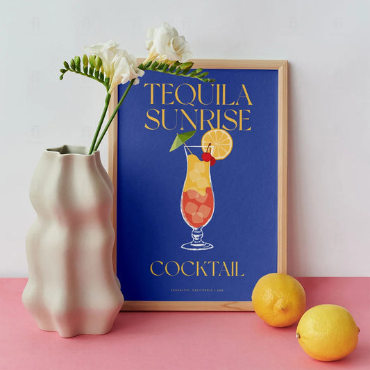 Plakat "Tequila Sunrise" - Kolorowa Grafika z Koktajlem