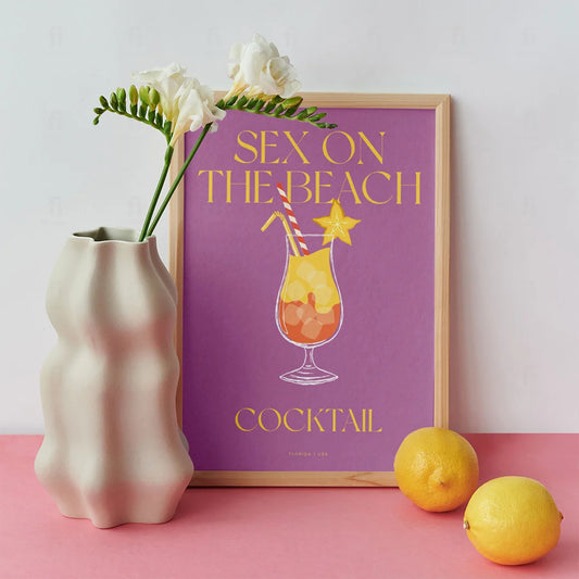 Plakat "Sex on the Beach" - Wakacyjna Grafika z Koktajlem