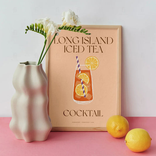 Plakat "Long Island Iced Tea" - Grafika z Klasycznym Koktajlem