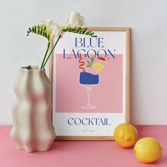 Plakat "Blue Lagoon" - Egzotyczna Grafika z Koktajlem