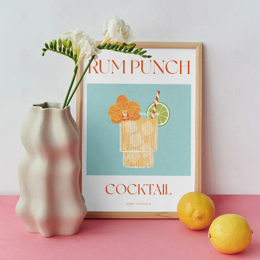 Plakat "Rum Punch" - Egzotyczna Grafika z Koktajlem