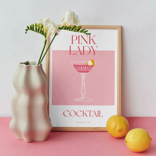 Plakat "Pink Lady" - Elegancka Grafika z Koktajlem