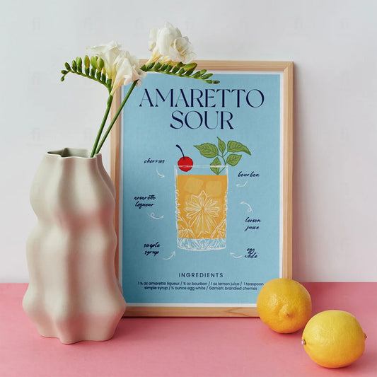 Plakat "Przepis na Amaretto Sour" - Stylowa Grafika do Baru