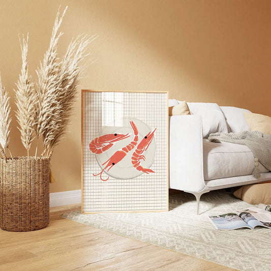 Plakat "Krewetki na Kratce" - Grafika w Stylu Retro