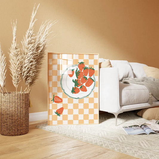 Plakat "Truskawki na Kratce" - Grafika w Stylu Retro