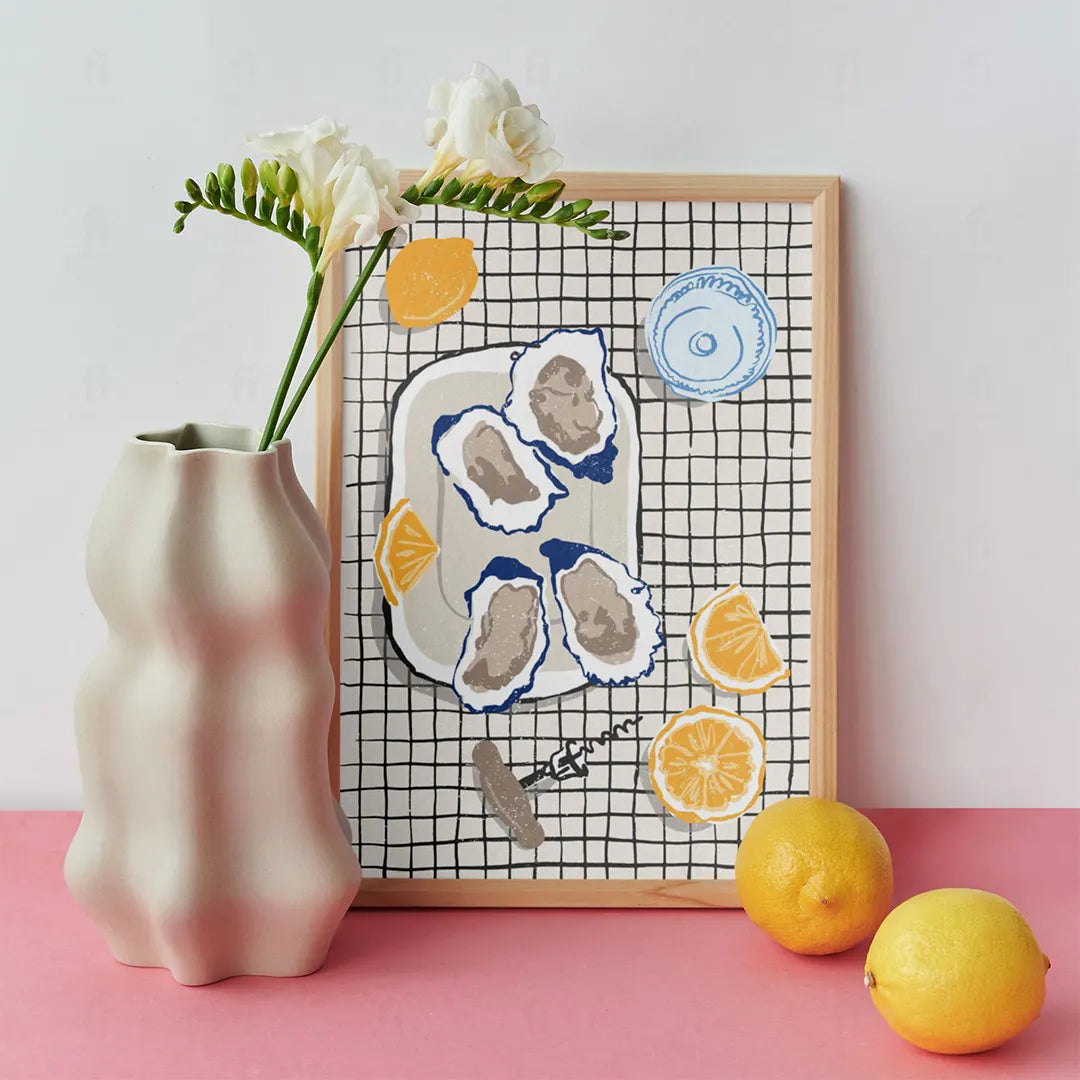 Plakat "Ostrygi i Cytryna" - Minimalistyczna Grafika