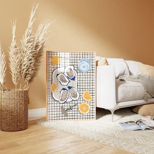 Plakat "Ostrygi i Cytryna" - Minimalistyczna Grafika