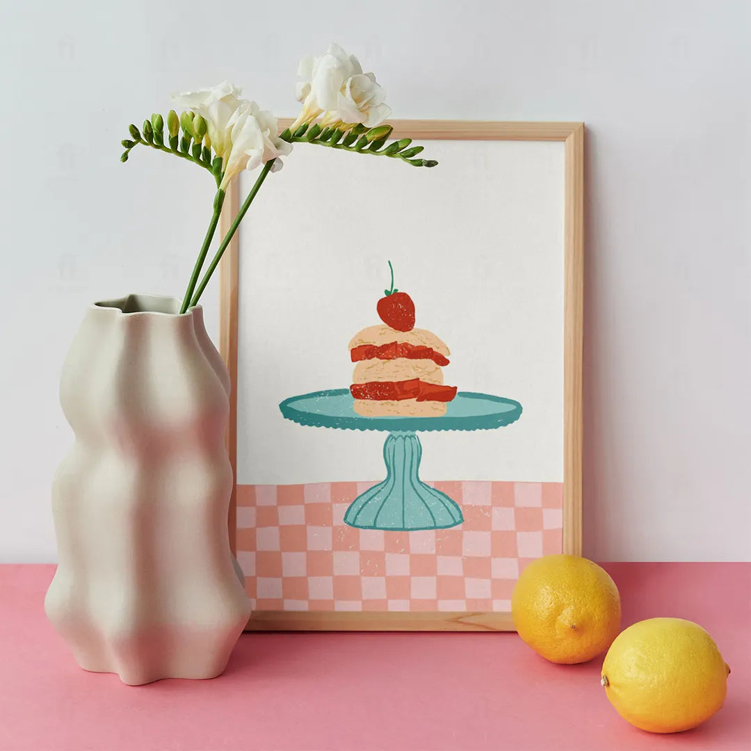 Plakat "Słodka Chwila" - Grafika z Ciastkiem