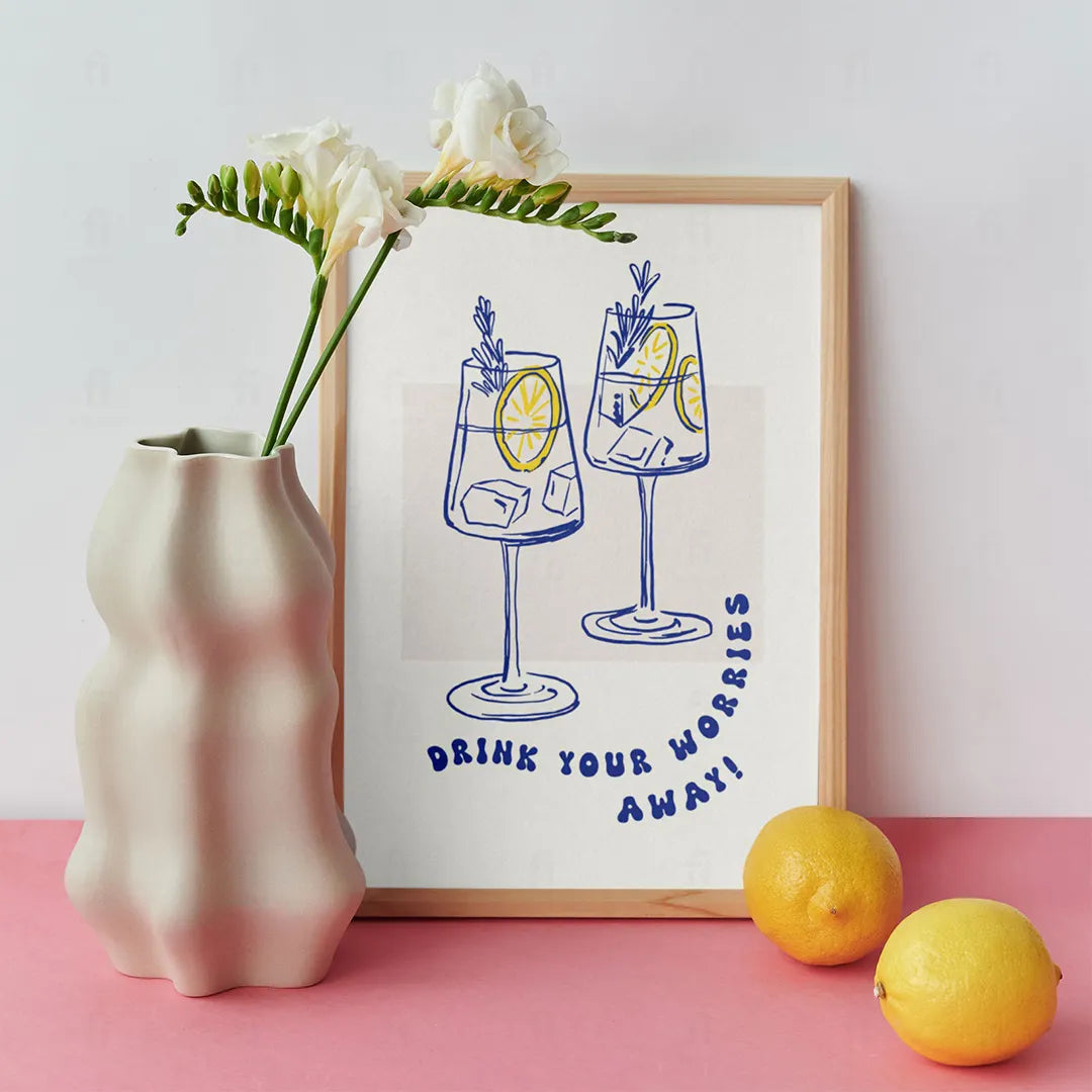 Plakat "Drink Your Worries Away" - Grafika do Baru