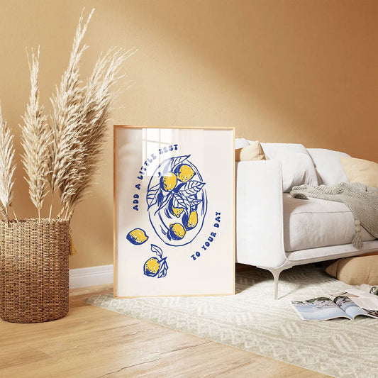 Plakat "Add a Little Zest" - Grafika z Cytryną i Cytatem