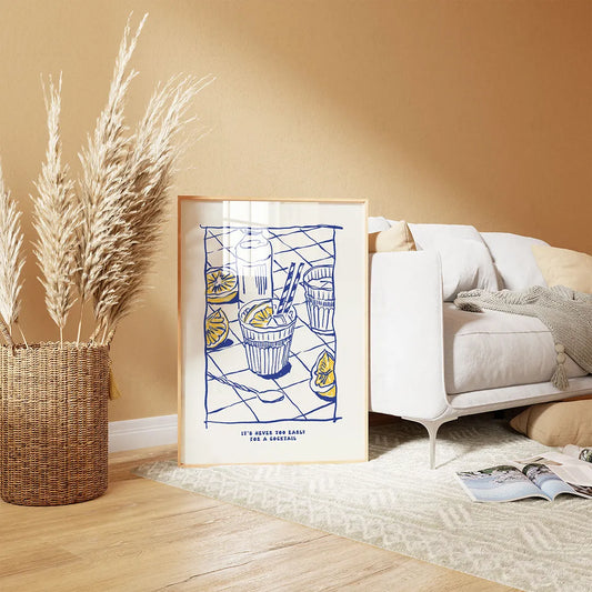 Plakat "Never Too Early for a Cocktail" - Grafika do Baru