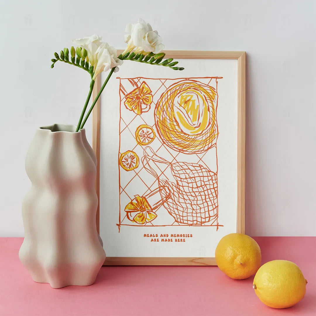 Plakat "Meals and Memories" - Grafika z Cytatem do Kuchni