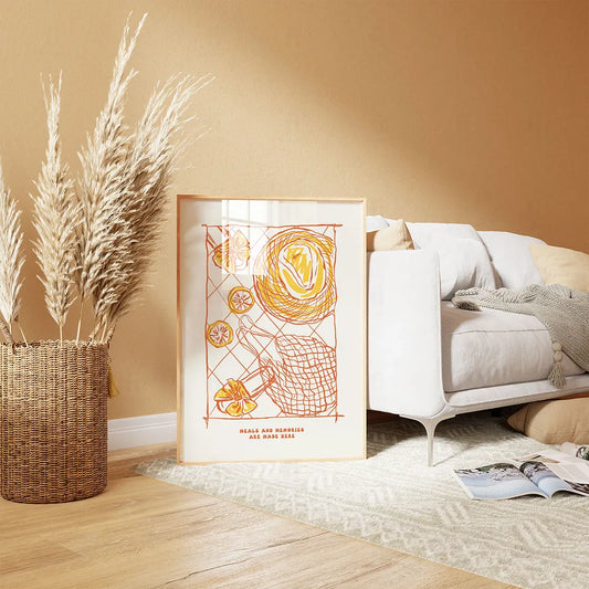 Plakat "Meals and Memories" - Grafika z Cytatem do Kuchni