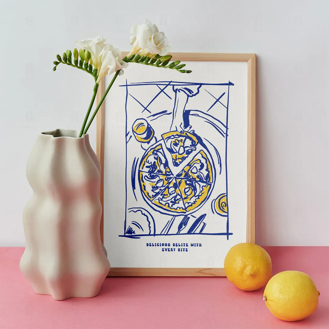Plakat "Delicious Delite" - Grafika z Pizzą w Stylu Włoskim