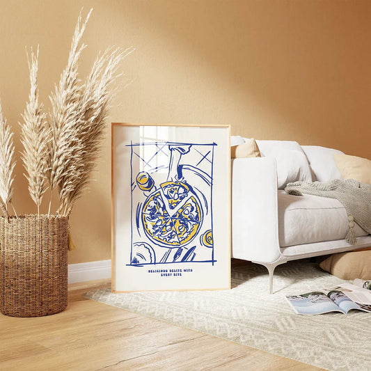 Plakat "Delicious Delite" - Grafika z Pizzą w Stylu Włoskim