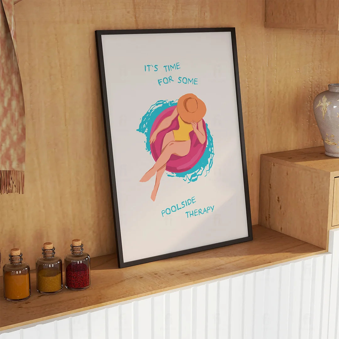 Plakat "Basenowa Terapia" - Grafika z Cytatem w Stylu Retro