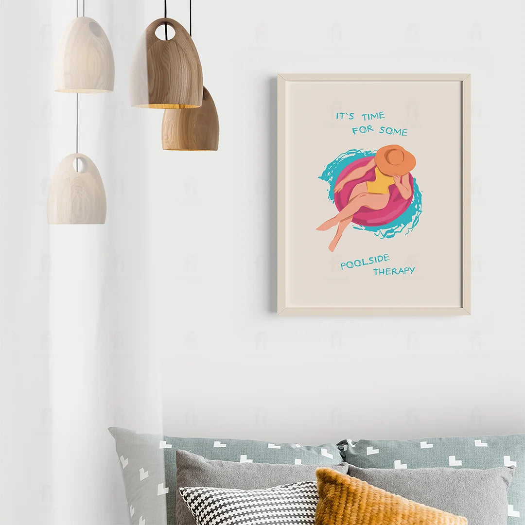 Plakat "Basenowa Terapia" - Grafika z Cytatem w Stylu Retro