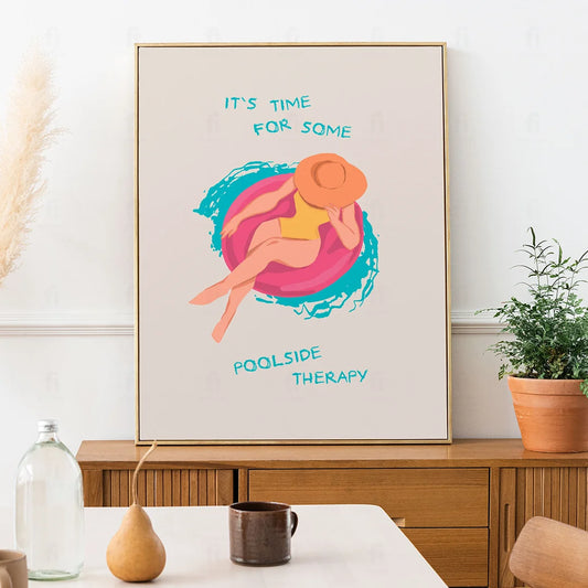 Plakat "Basenowa Terapia" - Grafika z Cytatem w Stylu Retro