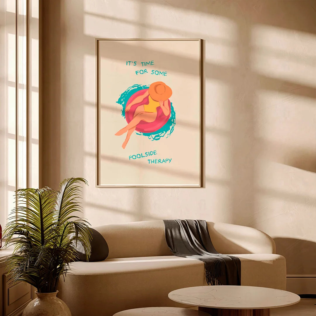 Plakat "Basenowa Terapia" - Grafika z Cytatem w Stylu Retro