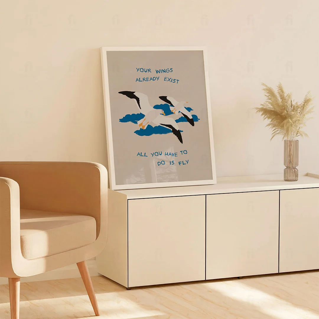 Plakat "Skrzydła" - Inspirująca Grafika z Przesłaniem