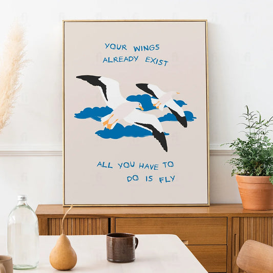 Plakat "Skrzydła" - Inspirująca Grafika z Przesłaniem