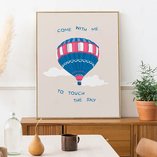 Plakat "Dotknij Nieba" - Inspirująca Grafika z Balonem