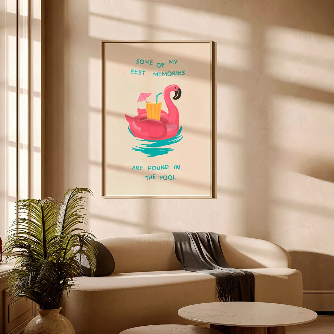 Plakat "Basenowe Wspomnienia" - Grafika w Stylu Wakacyjnym