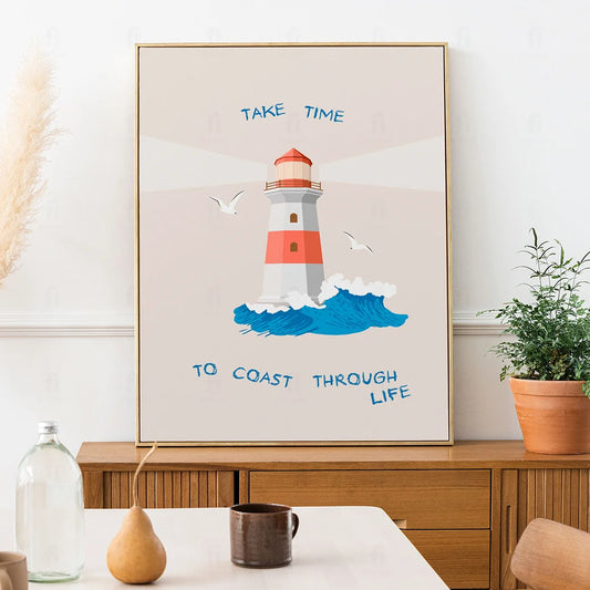 Plakat "Powolne Tempo" - Grafika w Stylu Morskim