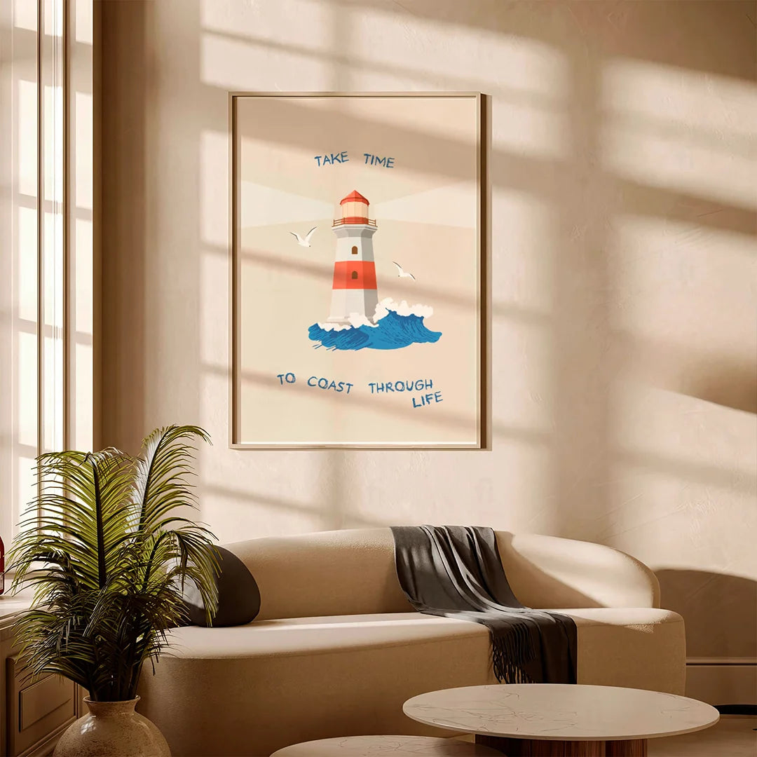 Plakat "Powolne Tempo" - Grafika w Stylu Morskim