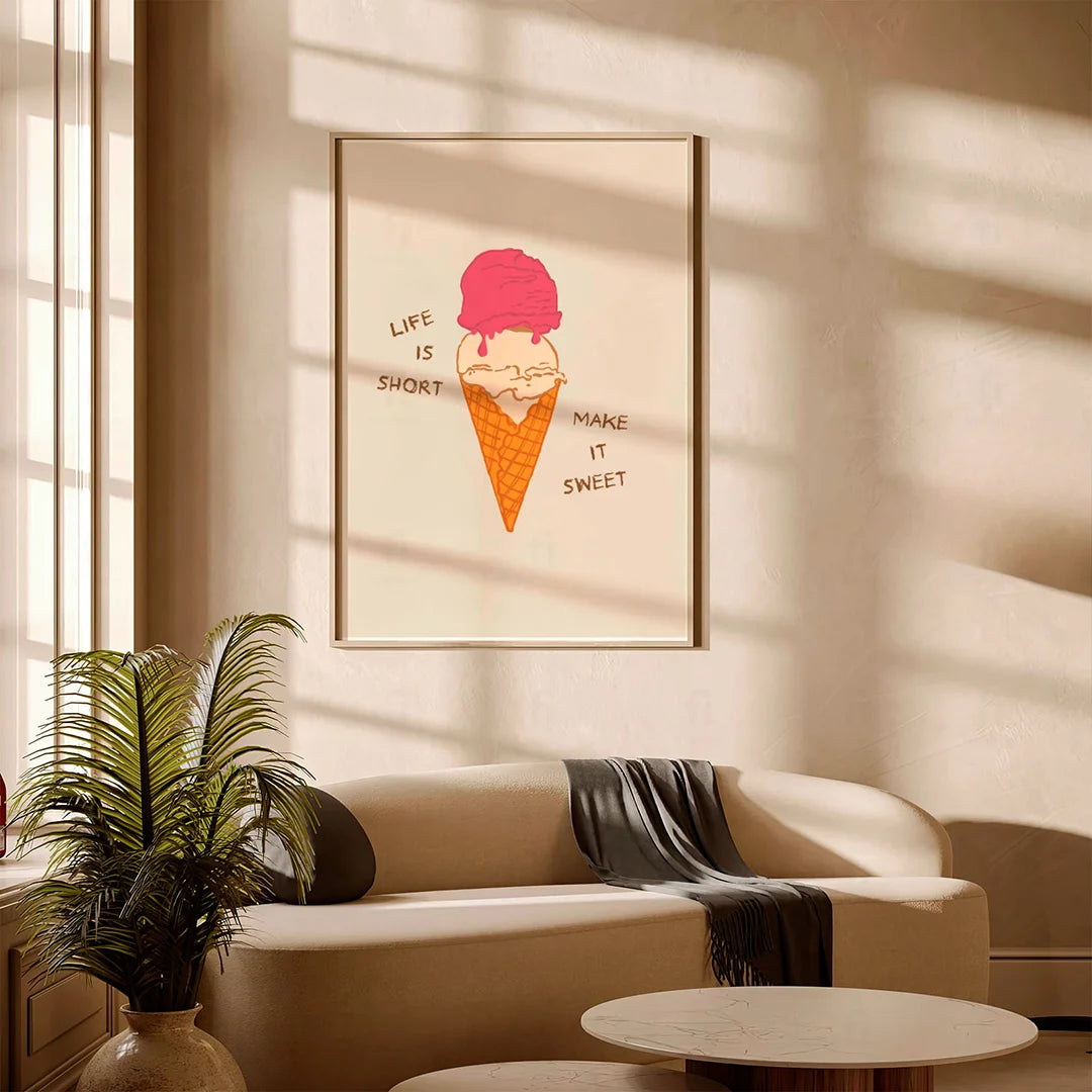 Plakat "Słodkie Chwile" - Grafika z Lodami