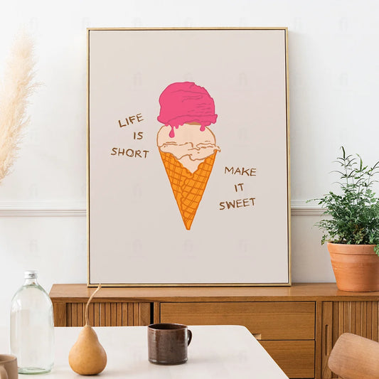 Plakat "Słodkie Chwile" - Grafika z Lodami