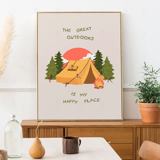 Plakat "Otwarte Przestrzenie" - Grafika z Naturą i Przygodą