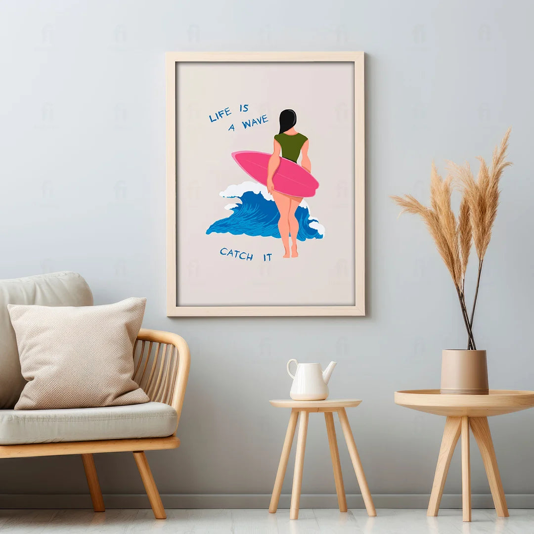 Plakat "Życie jest Falą" - Inspirująca Grafika