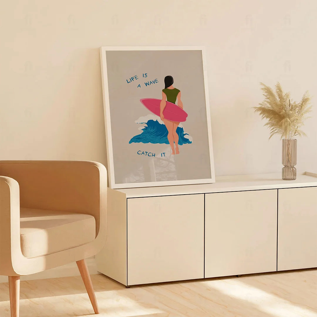 Plakat "Życie jest Falą" - Inspirująca Grafika