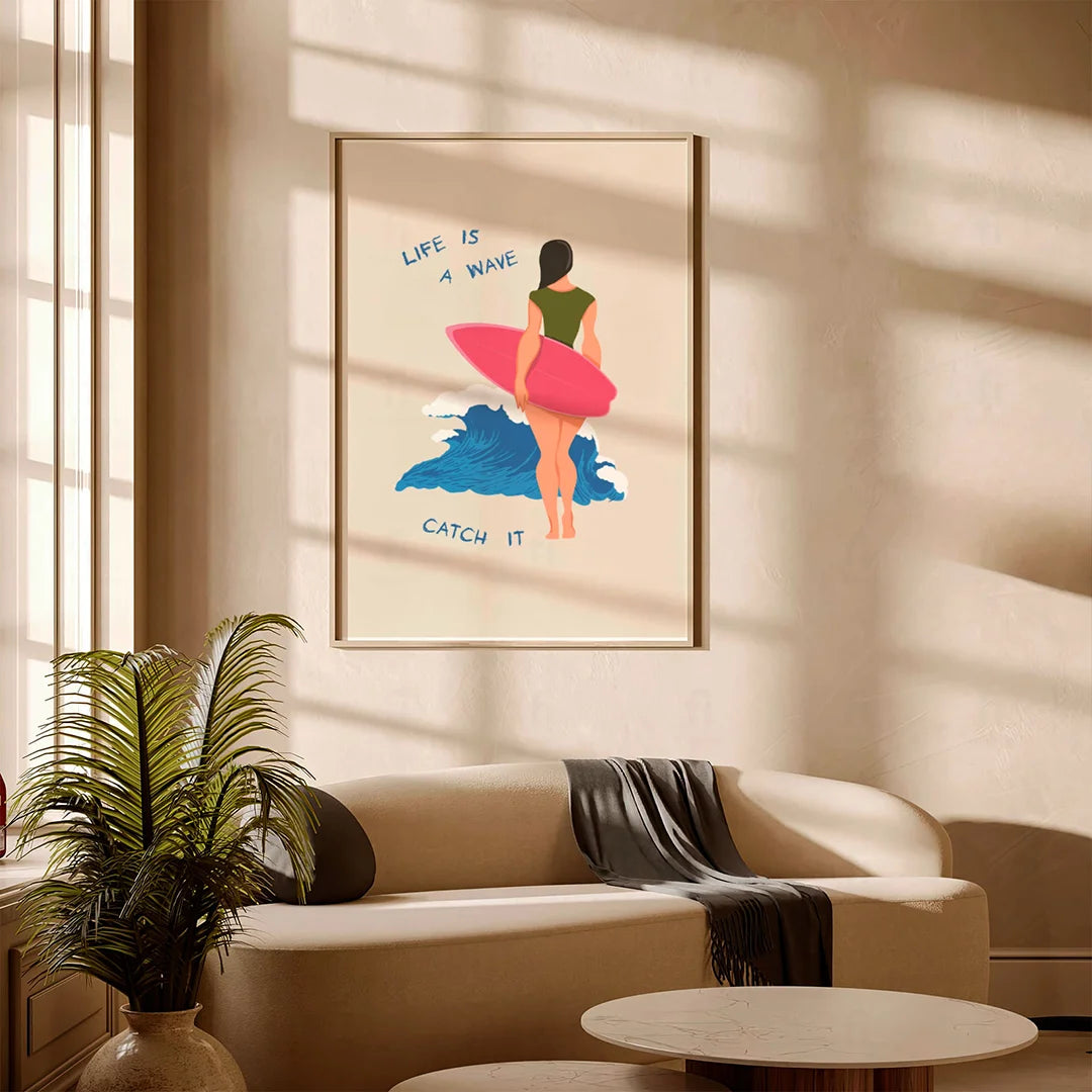 Plakat "Życie jest Falą" - Inspirująca Grafika