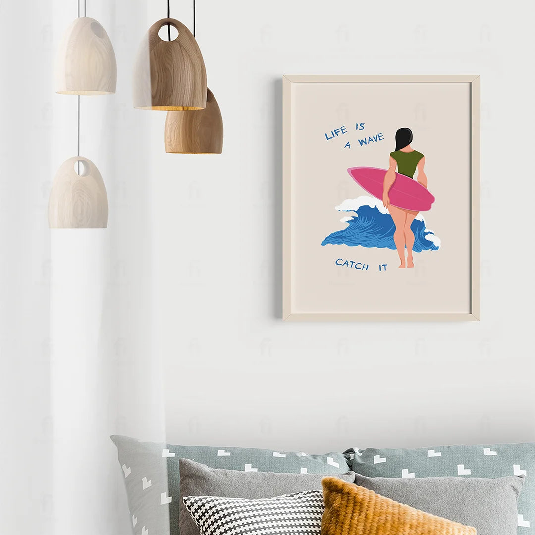 Plakat "Życie jest Falą" - Inspirująca Grafika