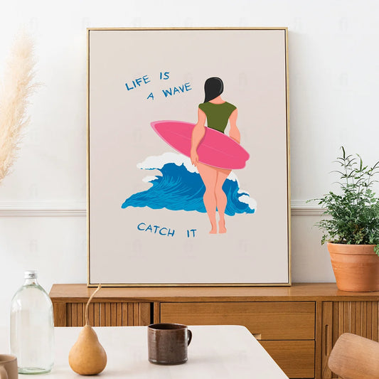 Plakat "Życie jest Falą" - Inspirująca Grafika