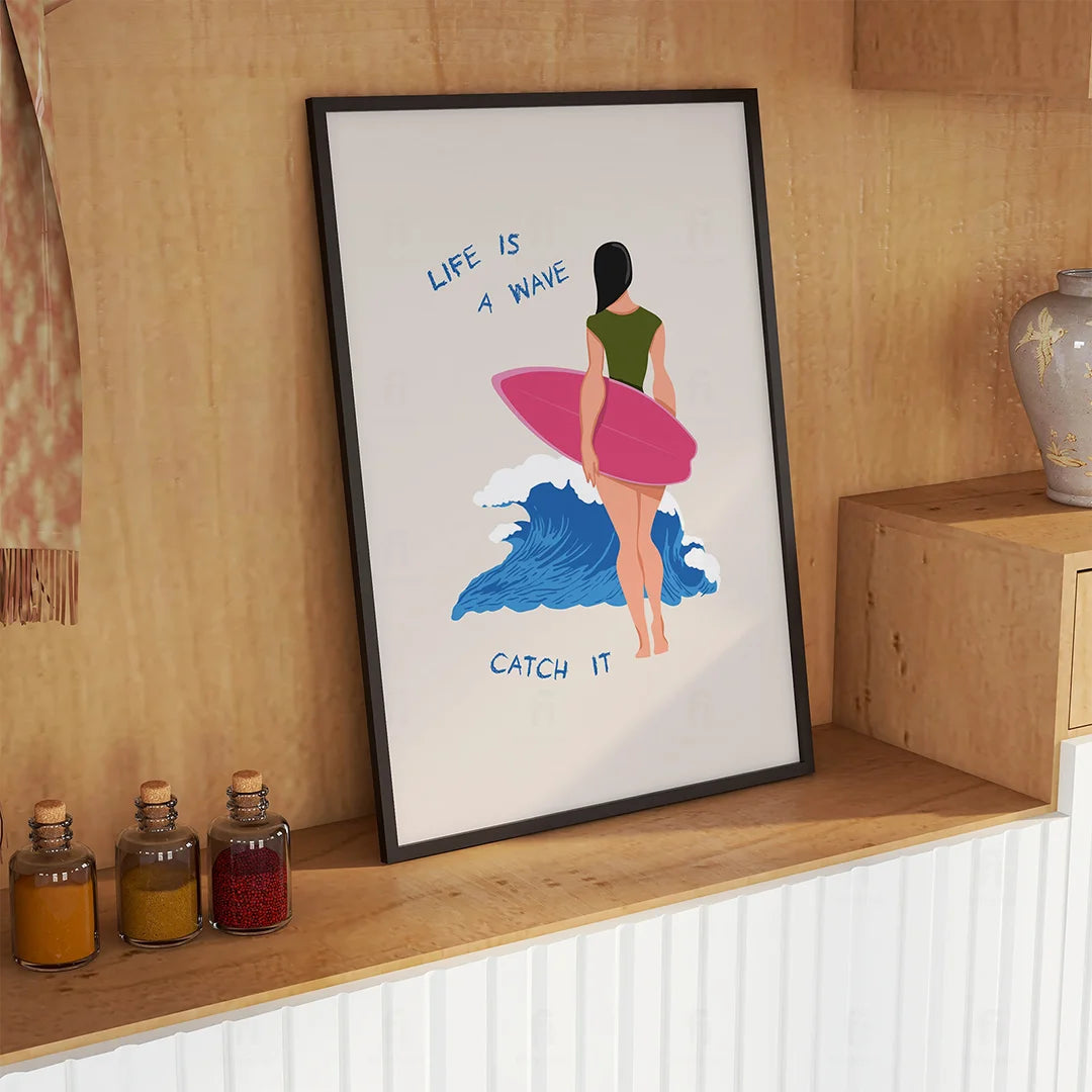 Plakat "Życie jest Falą" - Inspirująca Grafika