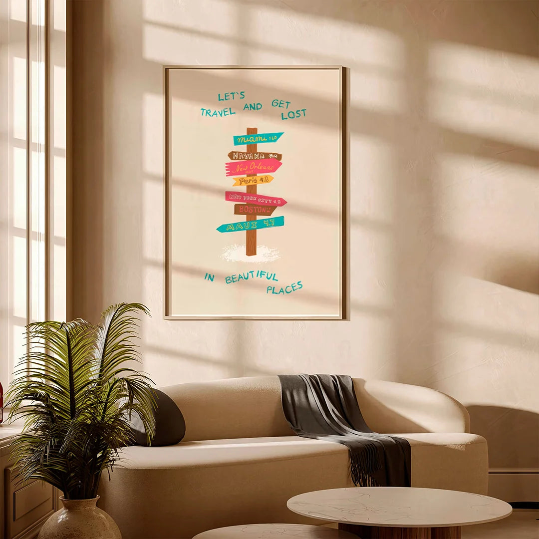 Plakat "Podróżujmy" - Kolorowa Grafika z Cytatem